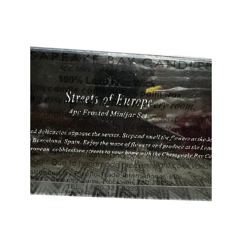 Chesapeake Bay Candle Set of 4 Mini Jars Ea 2oz Streets Of Europe NIB Sealed